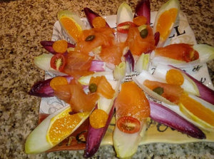 Endive Salad with Salmon Smoked - Capers - Orange - Golden Berry - Almonds - Tomato