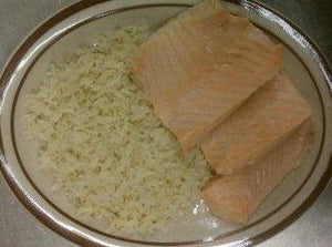 Fish Salmon Steamed - White Rice / Add Lemon Caper Sauce