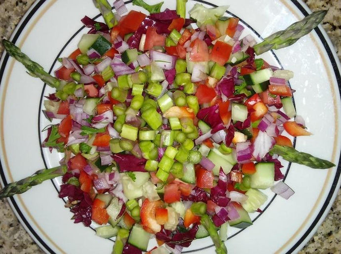 Asparagus Salad & Radicchio - Tomato - Red Pepper / add extra meat