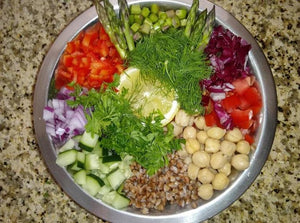 Asparagus Salad & Buckwheat - Radicchio - Tomato - Red Pepper / add extra meat