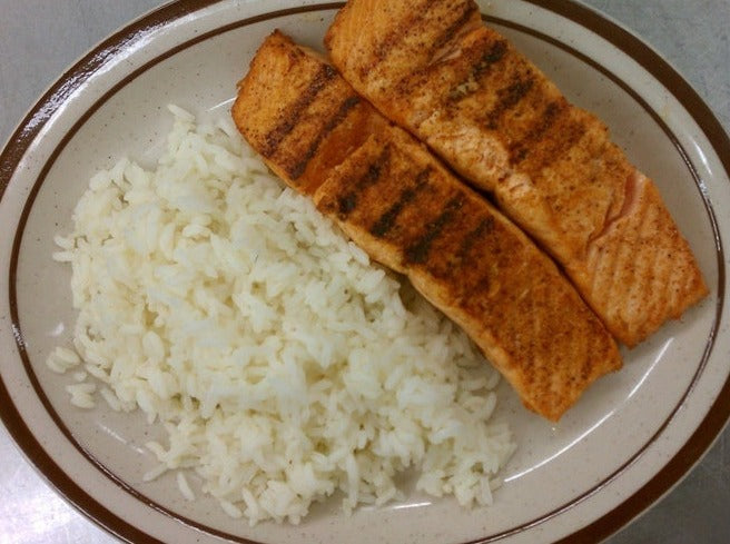 Fish Salmon From Grill - White Rice